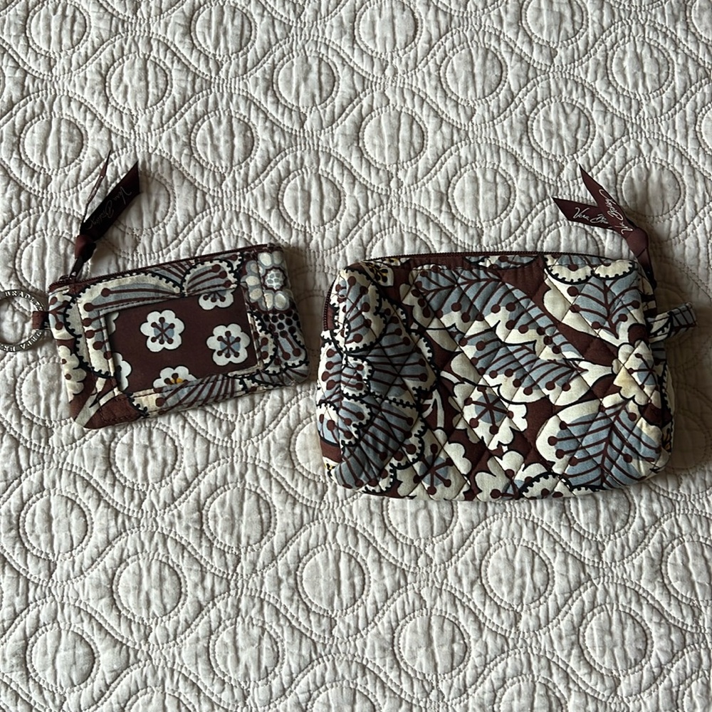 Vera Bradley Cosmetic Bag and ID Zip Wallet Set